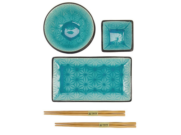 sushiset - glassy Turguoise Star Design | Sushitotaal.nl | De Sushi webshop