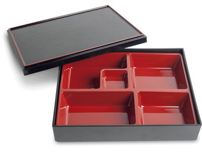 Bentobox zwart-rood 27.5x21.5x6
