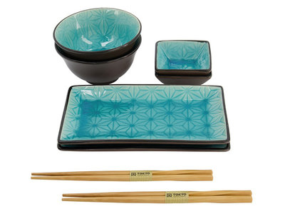 Sushiset - Glassy Turquoise Star Design 8 delig