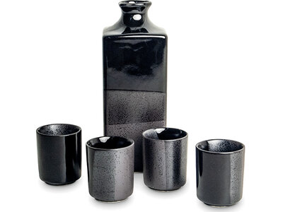 Sake set - 5-delig square black/gray